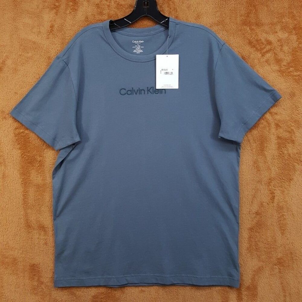 CALVIN KLEIN Shirt Mens Medium Grey Pullover Crew Embroidered Logo Tee T-Shirt